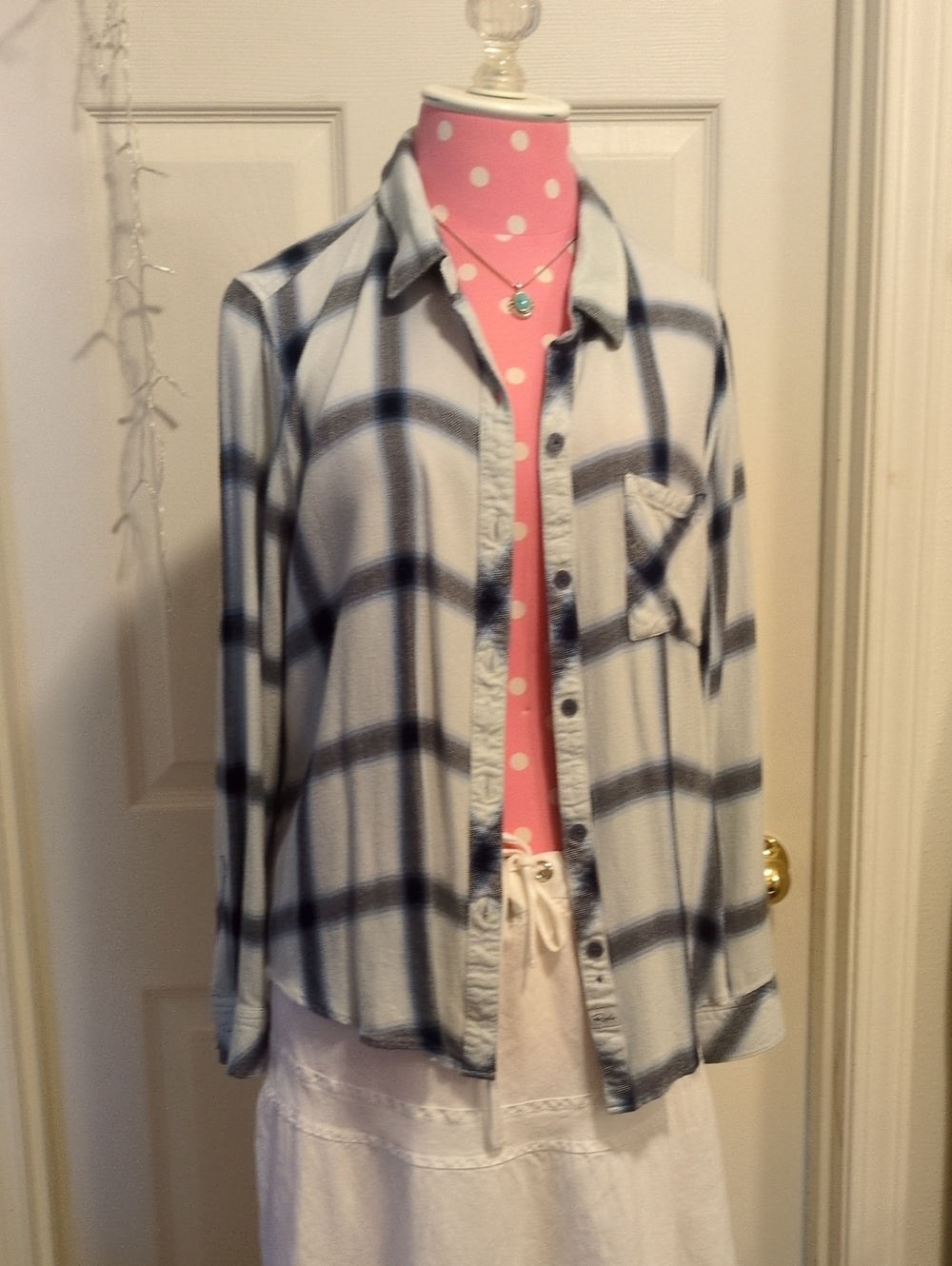 Rails Light Blue and Navy Plaid Button-Down Shirt